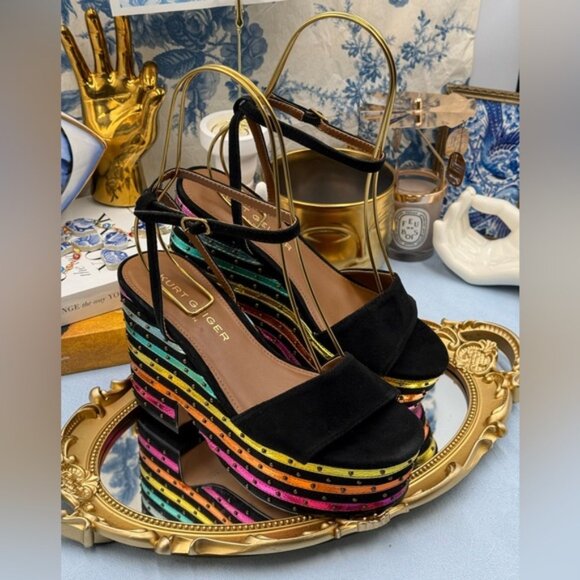 🆕 KURT GEIGER LONDON 🧿 NWOB Shoreditch Rainbow Platform Sandal Sz 36 US 6 - Picture 8 of 16